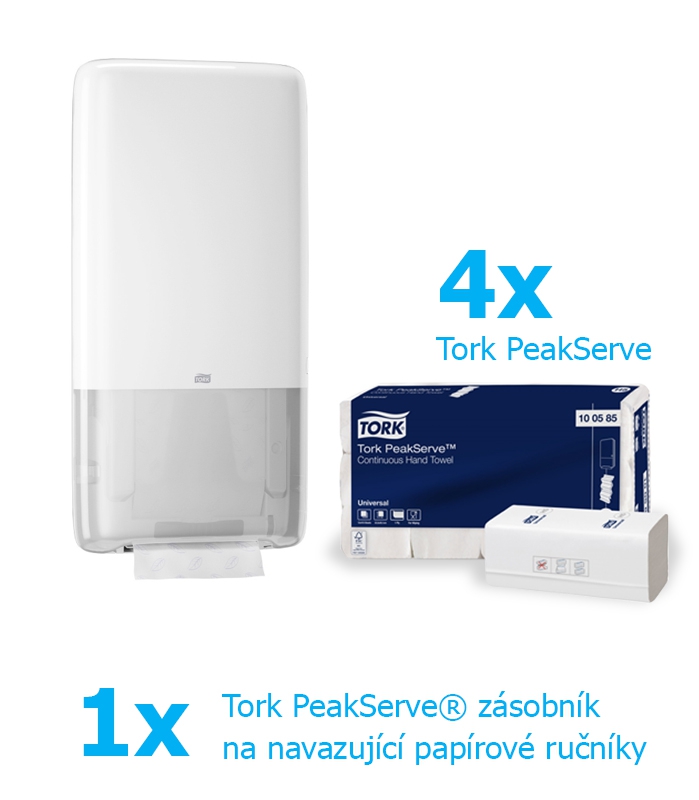 Papírové ručníky TORK Peak Serve + zásobník TORK Peak Serve ...