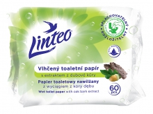 Linteo vlhčený toaletní papír s dubovou kůrou, 60 kusů, splachovatelný