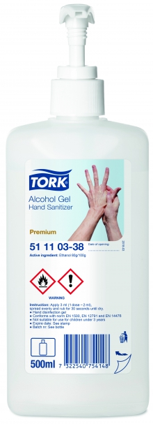 Tork Alcohol gelový dezinfekční prostředek, láhev s pumpičkou, 500 ml