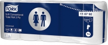 Jemný toaletní papír TORK  Advanced,3vrstvy, konvenční role, 70 rolí v balení,T4