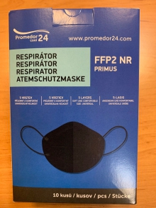 Respirátor FFP2 NR premium 5 vrstev, černý, 10ks/balení, český výrobek
