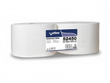 Bílá průmyslová papírová utěrka White Lux, celulóza, 2 vrstvy, 510 m, 2 role/balení