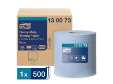 Víceúčelová papírová utěrka Tork Heavy-Duty, malá role v kartonu, modrá,170m,W1/W2/W3