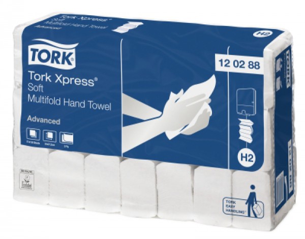 Papírové ručníky jemné Advanced Tork Xpress Multifold, bílé, 2 vrstvy, H2