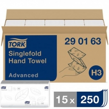 Jemné papírové ručníky Tork Singlefold Advanced, skládané, bílé, H3