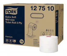 Toaletní papír extra jemný Tork Premium, kompaktní role, 3 vrstvy, bílý, 27 rolí/ktn, T6