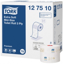 Toaletní papír extra jemný, 3 vrstvy, Tork Premium, kompaktní role, bílý, 27 rolí/ktn,T6