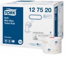 Toaletní papír Tork Premium, bílý, 2 vrstvy, kompaktní role, 27 rolí/ karton, T6
