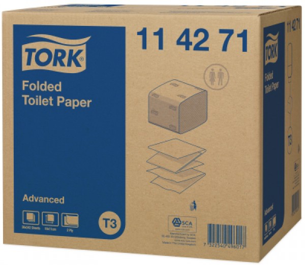 Toaletní papír ,2 vrstvy,Tork advanced ,skládaný,bílý, 8712 ks/ktn,T3