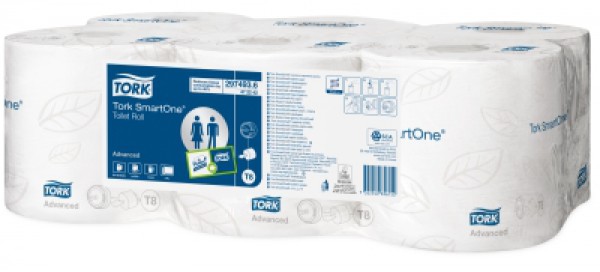 Toaletní papír Tork SmartOne se středovým odvíjením, bílý,6rolí/ktn, T8