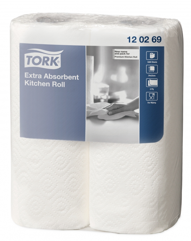 Kuchyňské utěrky Tork Extra, 2 vrstvy, bílé, na roličce